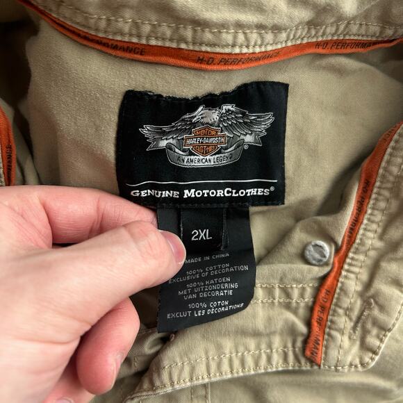 Men's Harley Davidson Cycles Short Sleeve Casual Button Up Mechanic Shirt sz 2XL - Picture 5 of 7